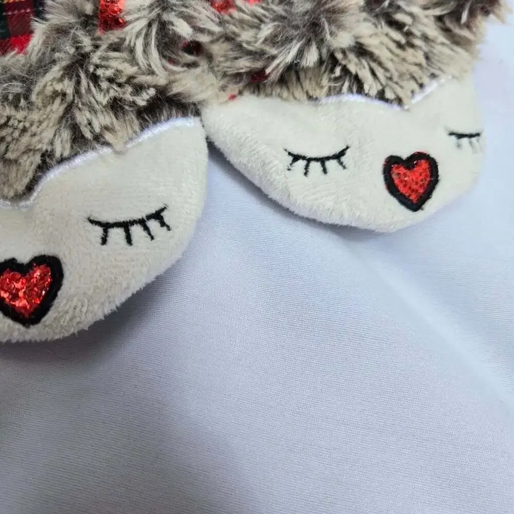Adorable Furry Kids Slippers with Red Accents